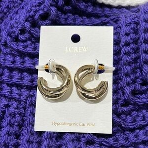 J Crew Gold Colored Double Hoop Earrings